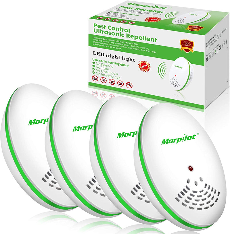 morpilot Ultrasonic Electronic Plug-in Pest Repellent - Pest Control - Get Rid of - Rodents Squirrels Mice Rats Insects - Roaches Spiders Fleas Bed Bugs Flies Ants Fruit Fly!