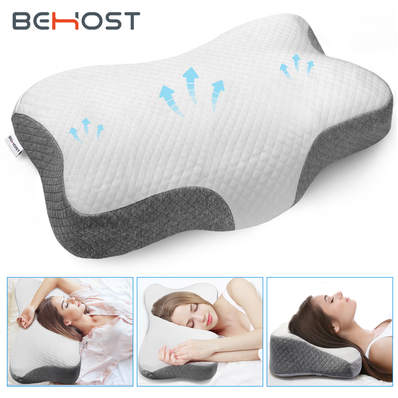 Behost Cervical Memory Foam Pillow, Contour Pillows for Neck and Shoulder Pain, Ergonomic Orthopedic Sleeping Neck Contoured Support Pillow for Side Sleepers, Back and Stomach Sleepers