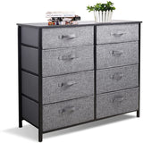 Cheflaud 8 Drawer Dresser Organizer Fabric Storage Chest for Bedroom, Hallway, Entryway, Closets, Nurseries, Furniture Storage Tower Sturdy Steel Frame, Wood Top, Gray