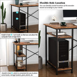 47" Computer Desk Cheflaud Home Office Sturdy Desk Modern Simple Study Writing Table with 2 Storage Shelves,Black Brown