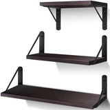 MONVANE Floating Shelves for Wall, Rustic Wood Wall Shelves Decor Set of 3 for Bedroom, Bathroom, Living Room, Kitchen, Office, Laundry Room Rufous