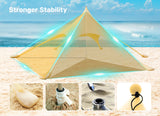 Beach Canopy Tent Sun Shade with UPF 50+ UV Protection, 10x10 FT Beach Tent Sun Shelter with Sandbags, 6 Stability Poles and Ground Pegs and Anti-Wind Ropes,Blue