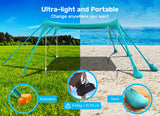 VECUKTY Lightweight 120'' x120'' Beach Tent, Turquoise