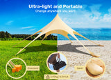Beach Canopy Tent Sun Shade with UPF 50+ UV Protection, 10x10 FT Beach Tent Sun Shelter with Sandbags, 6 Stability Poles and Ground Pegs and Anti-Wind Ropes,Blue