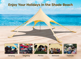 Beach Canopy Tent Sun Shade with UPF 50+ UV Protection, 10x10 FT Beach Tent Sun Shelter with Sandbags, 6 Stability Poles and Ground Pegs and Anti-Wind Ropes,Blue