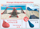 Beach Canopy Tent Sun Shade with UPF 50+ UV Protection,10x10 FT Beach Tent Sun Shelter with Sandbags,8 Stability Poles and Ground Pegs and Anti-Wind Ropes,Blue