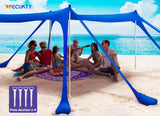 Beach Canopy Tent Sun Shade with UPF 50+ UV Protection,10x10 FT Beach Tent Sun Shelter with Sandbags,8 Stability Poles and Ground Pegs and Anti-Wind Ropes,Blue