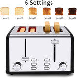 Toaster 4 Slice Toaster Stainless Steel Retro Toasters, Bagel, Defrost, Reheat, Cancel Function 6 Shade Settings Removable Crumb Tray Auto Pop-Up, Kitchen Appliances, Apartment Essentials