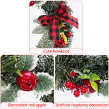 Christmas Wreaths, 24in Classic Artificial Door Wreaths With Apples And Raspberries With Red Bows，for Xmas, Party, New Year Decoration