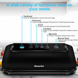 Morpilot Vacuum Sealer with Built-in Roll Storage & Cutter, Automatic Food Saver Vacuum Sealer Machine, Starter Bags, Hose, Dry & Moist Food Modes, LED Indicator Lights, FDA Compliant