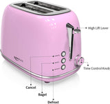 2-Slice Toasters Stainless Steel Retro Toaster with Extra Wide Slots - Pastel Green