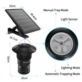 Solar Powered Insect Mosquito and Fly Trap, 30W Solar Panel, 5000mAh, Battery Light Sensor, from Dusk to dawn for Yard, Garden, Street, Basketball Court