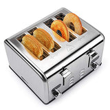 Keenstone Toaster 4 Slice, Stainless Steel Toasters with Timer, Wide Slot, Bagel/Defrost/Cancel Fuction, Removable Crumb Tray, sliver black