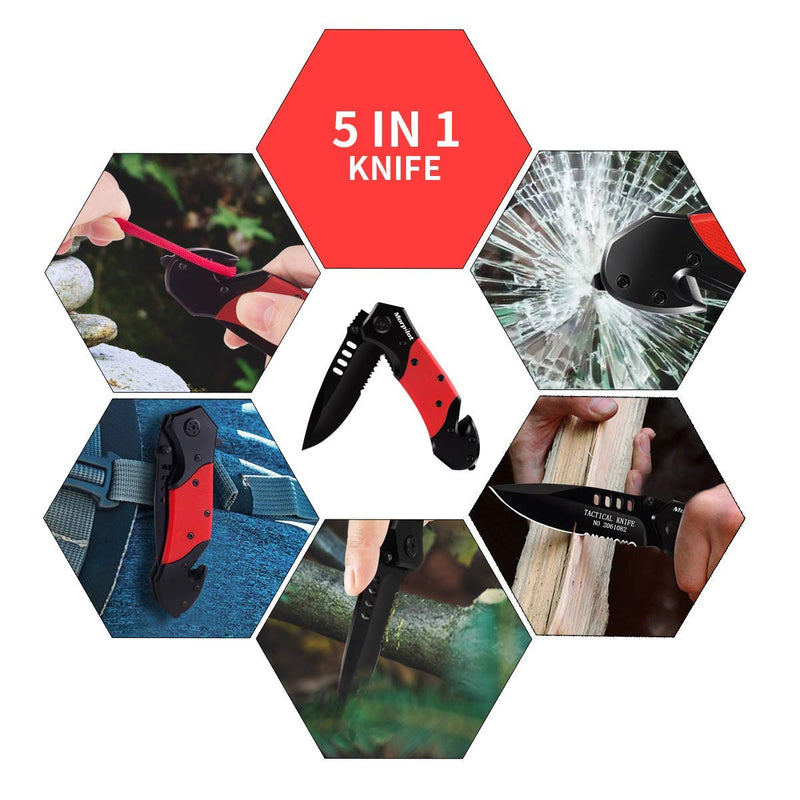 5 in 1 Pocket Stainless Steel Tactical Folding Knife Set