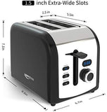 Toaster 2 Slice, Keenstone Stainless Steel Retro Toaster with Timer, Wide Slot, Defrost/Reheat/Cancel Fuction, Removable Crumb Tray, Blue