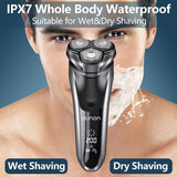 Electric Shavers for Men and Nose Hair Trimmer Set, Eunon IPX 7 Waterproof Wet & Dry Pop-upElectric Razor Sideburn Trimmer Intelligent Razors with Digital Display, Black
