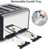 Toaster 4 Slice Toaster Stainless Steel Retro Toasters, Bagel, Defrost, Reheat, Cancel Function 6 Shade Settings Removable Crumb Tray Auto Pop-Up, Kitchen Appliances, Apartment Essentials