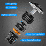 Solar Powered Insect Mosquito and Fly Trap, 30W Solar Panel, 5000mAh, Battery Light Sensor, from Dusk to dawn for Yard, Garden, Street, Basketball Court