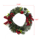 Christmas Wreaths, 24in Classic Artificial Door Wreaths With Apples And Raspberries With Red Bows，for Xmas, Party, New Year Decoration