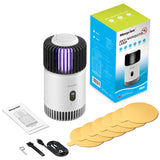 Bug Zapper Indoor, Morpilot Mosquito Trap for Gnat Fruit Flies with UV Light, Rechargeable Mosquito Killer Lamp Built-in Mosquito Attractant, Silent Fan and Sticky Glue Boards White