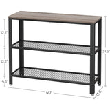 Cheflaud Console Table Entry Table with Double Mesh Shelves for Entryway, Industrial Sofa Table Foyer Table for Front Hall, Hallway, Sofa, Couch, Living Room, Coffee Bar, Kitchen, Rustic