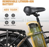 zhengbu 20 Inch Electric Bike for Adults Folding Electric Bicycle for Commuting 750W Commuter City E-Bikes Fat Tire Electric Mountain Bike for Men/Women Beach Snow Bike 48V 15AH Lithium-ion Battery