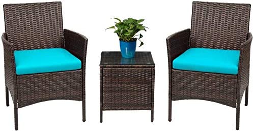 Patio Porch Furniture Sets 3 Pieces PE Rattan Wicker Chairs with Table Outdoor Garden Furniture Sets,2