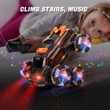 Keenstone Remote Control Car, RC Stunt Car with Gesture Control, Simulated Exhaust Spray, Suitable The Best Christmas Birthday Gift for 3-8 Year Old, Orange
