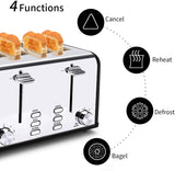 Toaster 4 Slice Toaster Stainless Steel Retro Toasters, Bagel, Defrost, Reheat, Cancel Function 6 Shade Settings Removable Crumb Tray Auto Pop-Up, Kitchen Appliances, Apartment Essentials