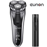 Electric Shavers for Men and Nose Hair Trimmer Set, Eunon IPX 7 Waterproof Wet & Dry Pop-upElectric Razor Sideburn Trimmer Intelligent Razors with Digital Display, Black