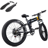 26 Inch Electric Bike for Adults Fat Tire Mountain Bike Snow Beach Electric Bicycle for Men Folding Commuter City E-Bikes Shimano 7-Speed 48V 10AH Removable Battery
