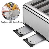 Keenstone Toaster 4 Slice, Stainless Steel Toasters with Timer, Wide Slot, Bagel/Defrost/Cancel Fuction, Removable Crumb Tray, sliver black
