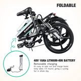 zhengbu Folding Electric Bikes for Adults 20 Inch Electric Commuter Bike Lightweight City Electric Bicycle Foldable E-Bikes for Womens/Mens 400W Motor Shimano 7 Speed 48V 10Ah Removable Battery