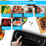 Morpilot Vacuum Sealer with Built-in Roll Storage & Cutter, Automatic Food Saver Vacuum Sealer Machine, Starter Bags, Hose, Dry & Moist Food Modes, LED Indicator Lights, FDA Compliant