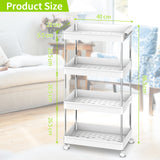 Chariot à roulettes utilitaire Cheflaud à 4 niveaux , organisateur de rangement multifonctionnel avec étagères réglables