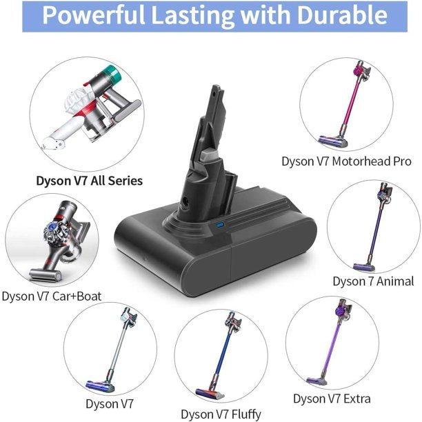Dyson V7 Replacement Battery, 21.6V 4600mAh Lithium Battery Compatible with SV11 V7 Motorhead V7 Trigger V7 Animal V7 HEPA V7 Absolute Handheld Vacuum Cleaners, 2 Pack Filters Included