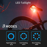 Rechargeable Bicycle Light, Bike Light with Free Tail Lights, Bright 700 Lumens Bike Headlight for Mountain Street Bikes Front and Back, 5 Modes LED Handheld Flashlight, Battery and Charger Included