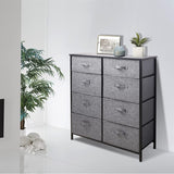 Cheflaud 8 Drawer Dresser Organizer Fabric Storage Chest for Bedroom, Hallway, Entryway, Closets, Nurseries, Furniture Storage Tower Sturdy Steel Frame, Wood Top, Gray