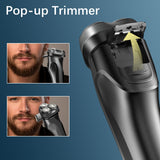 Electric Shavers for Men and Nose Hair Trimmer Set, Eunon IPX 7 Waterproof Wet & Dry Pop-upElectric Razor Sideburn Trimmer Intelligent Razors with Digital Display, Black