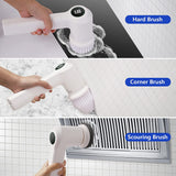 Keestone Electric Cordless Power Brush Floor Spin Scrubber，LED Monitor Handheld Portable Scrubber Kit with 4 Replaceable Electric Cleaning Brush Heads for Tub, Tile, Floor, Bathroom Wall.
