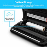 Morpilot Vacuum Sealer with Built-in Roll Storage & Cutter, Automatic Food Saver Vacuum Sealer Machine, Starter Bags, Hose, Dry & Moist Food Modes, LED Indicator Lights, FDA Compliant