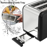 Toaster 2 Slice, Keenstone Stainless Steel Retro Toaster with Timer, Wide Slot, Defrost/Reheat/Cancel Fuction, Removable Crumb Tray, Blue