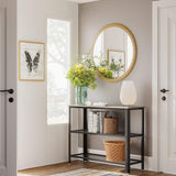 Cheflaud Console Table Entry Table with Double Mesh Shelves for Entryway, Industrial Sofa Table Foyer Table for Front Hall, Hallway, Sofa, Couch, Living Room, Coffee Bar, Kitchen, Rustic