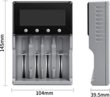 Universal Battery Charger, Keenstone Premium Battery Charger 4 Slots for 18650 Battery Rechargeable Batteries Li-ion LiFePO4 IMR 10440 14500 16340 RCR123A 26650 Ni-MH Ni-Cd AA AAA -LCD Display - Grey