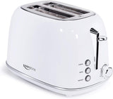 Toaster 2 Slice, Keenstone Stainless Steel Retro Toaster with Bagel Function, Wide Slots, Crumb Tray, White
