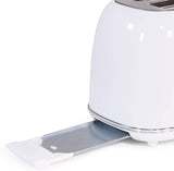 Toaster 2 Slice, Keenstone Stainless Steel Retro Toaster with Bagel Function, Wide Slots, Crumb Tray, White