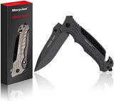 Pocket Knife Outdoor Camping Knife with Glass Breaker and Cutter Belt, Knife with Stainless Steel Handle for Camping, Picnic, Hunting Ideal Fathers Day Dad Gifts