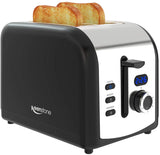 Toaster 2 Slice, Keenstone Stainless Steel Retro Toaster with Timer, Wide Slot, Defrost/Reheat/Cancel Fuction, Removable Crumb Tray, Blue