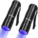 morpilot Black Light, 2 Pcs UV Handheld Blacklight Flashlights 12 Led 395nm Mini Light Torch Detector for Pets Urine and Stains
