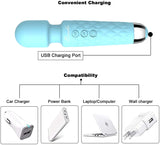 Morpilot Portable Personal Powerful Handheld Magic Safety Wand Massager with Relief Silicone IPX7 Waterproof 20 Magic Vibration Patterns 8 Multi-Speed Therapy Muscle Aches - Travel Bag Included - Blue